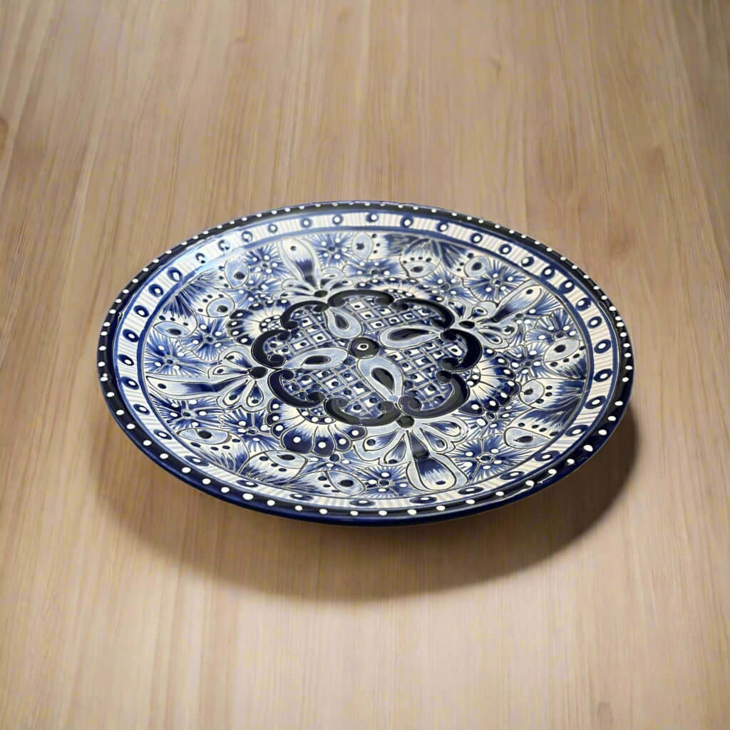 11.5" Talavera Blue & White Dinner Plate